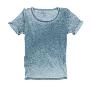 Gorilla Buffet Womens Two Tone Rolled Sleeves Basic T-Shirt, Blue, NWT